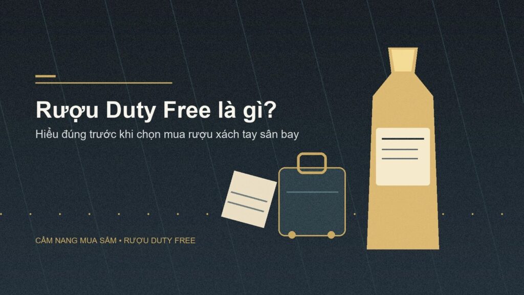 Rượu Duty Free là gì - minh họa chai rượu, vali và hành lý sân bay